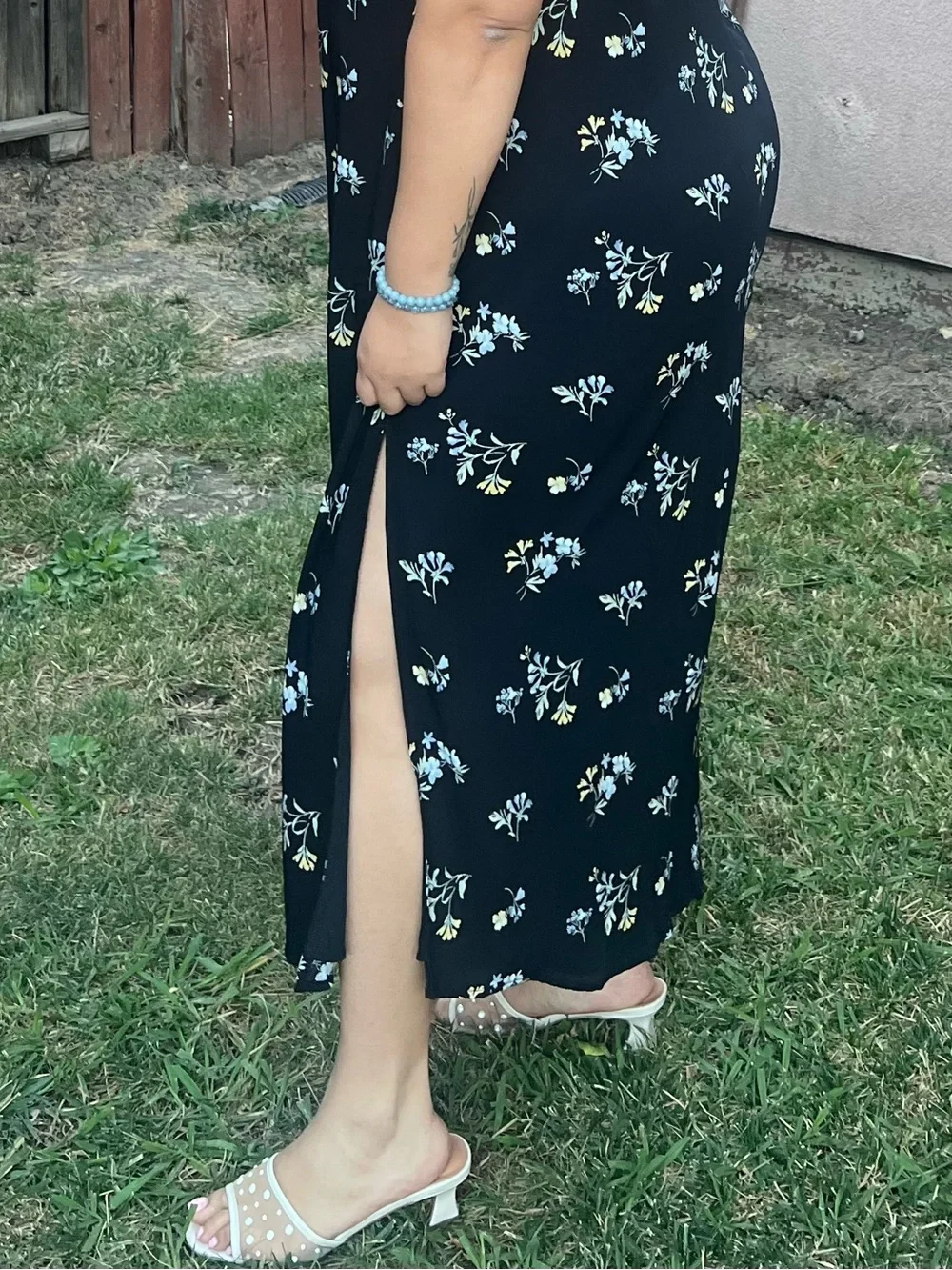 Abercrombie & Fitch Black Floral Maxi Dress with Tie Straps